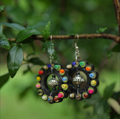 Quilling Hoop Earrings – Beads & Metal Charm