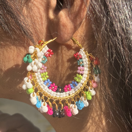 Daisy Phoolkari Hoops Earrings