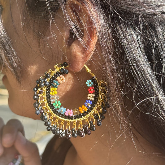Daisy Phoolkari Hoops Earrings